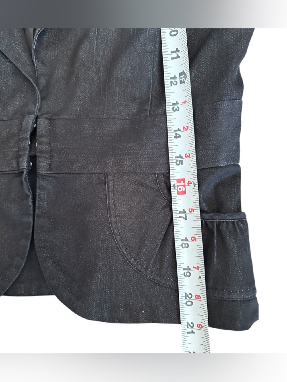 Stooshy Fitted Cropped Stretch Blazer Jacket Black Short Sleeve | Small - Picture 6 of 8